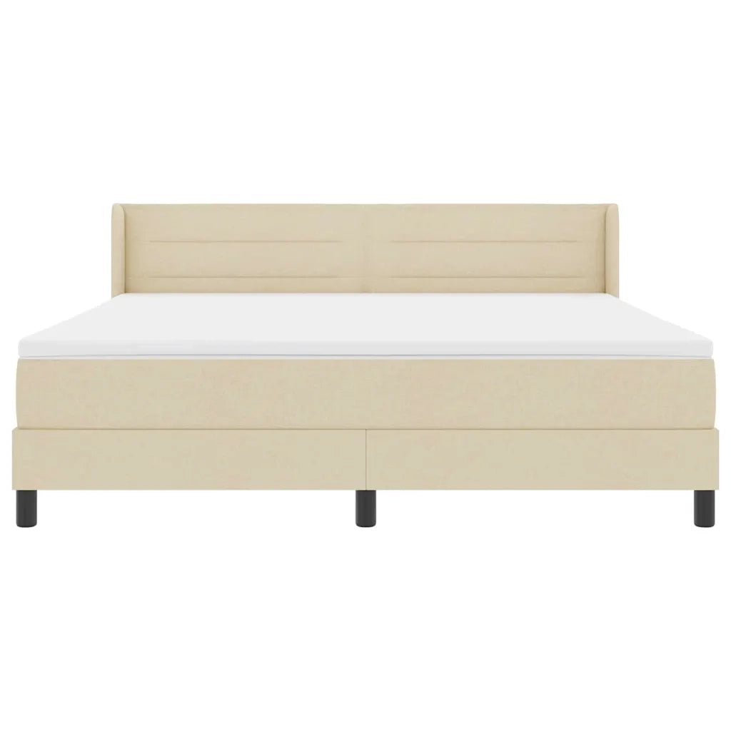 Letto a molle con testiera Crema 200 x 180 cm Tessuto 3341060