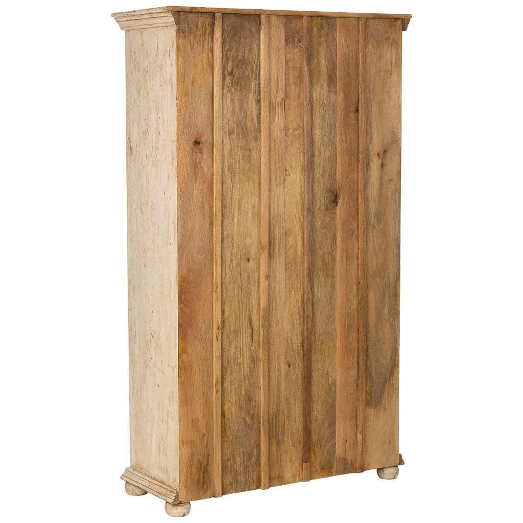 Vetrina in legno intagliato beige fatta a mano, 106x43x180h cm