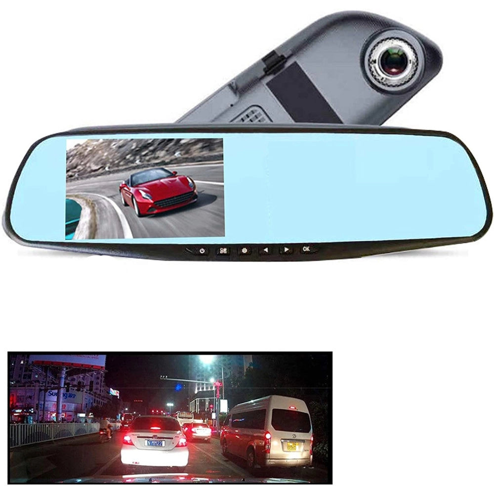 Trade Shop - Fotocamera Per Auto Specchio Touch Full Hd 5" Guida Con Doppio Obiettivo Qy-4500 -
