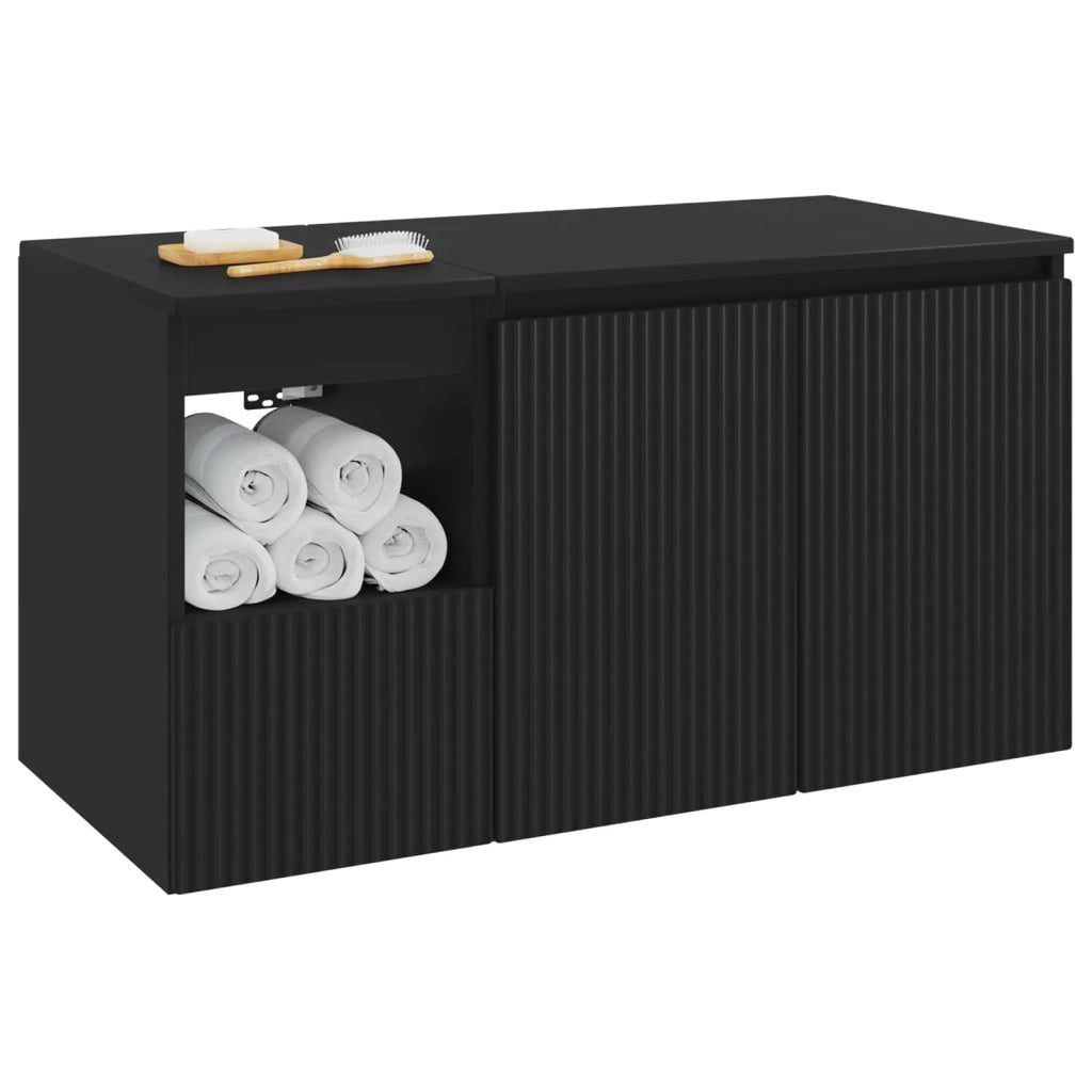 Set di mobili per il bagno 2 pz Nero Legno ingegnerizzato 3404115
