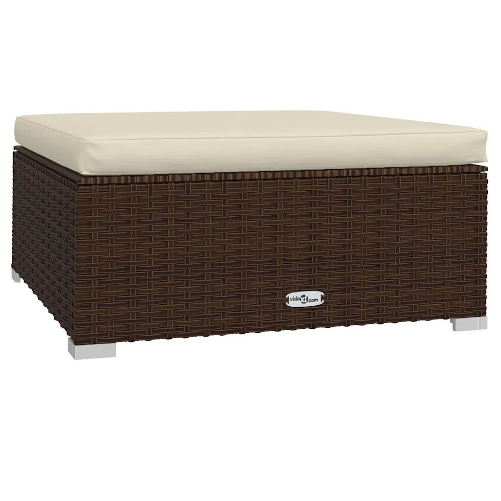 Sedia da giardino-Poggiapiedi da Giardino Cuscino Marrone 70x70x30 cm Polyrattan