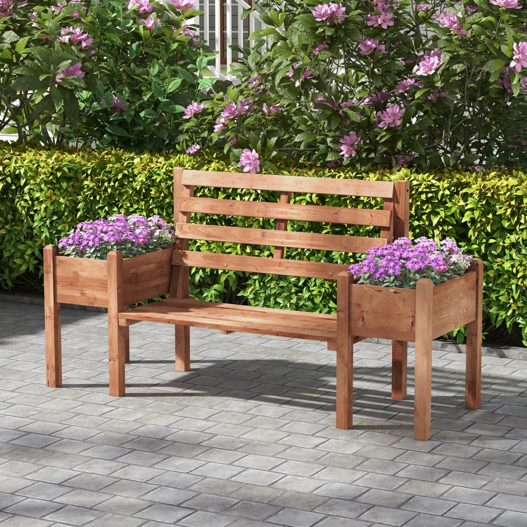 Panchina con Fioriere Integrate ¨C Xylo ¨C Legno Marrone 184x59x95 cm
