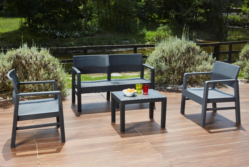 MAURY'S SET MOREEA DA GIARDINO EFFETTO RATTAN IN COLORE ANTRACITE