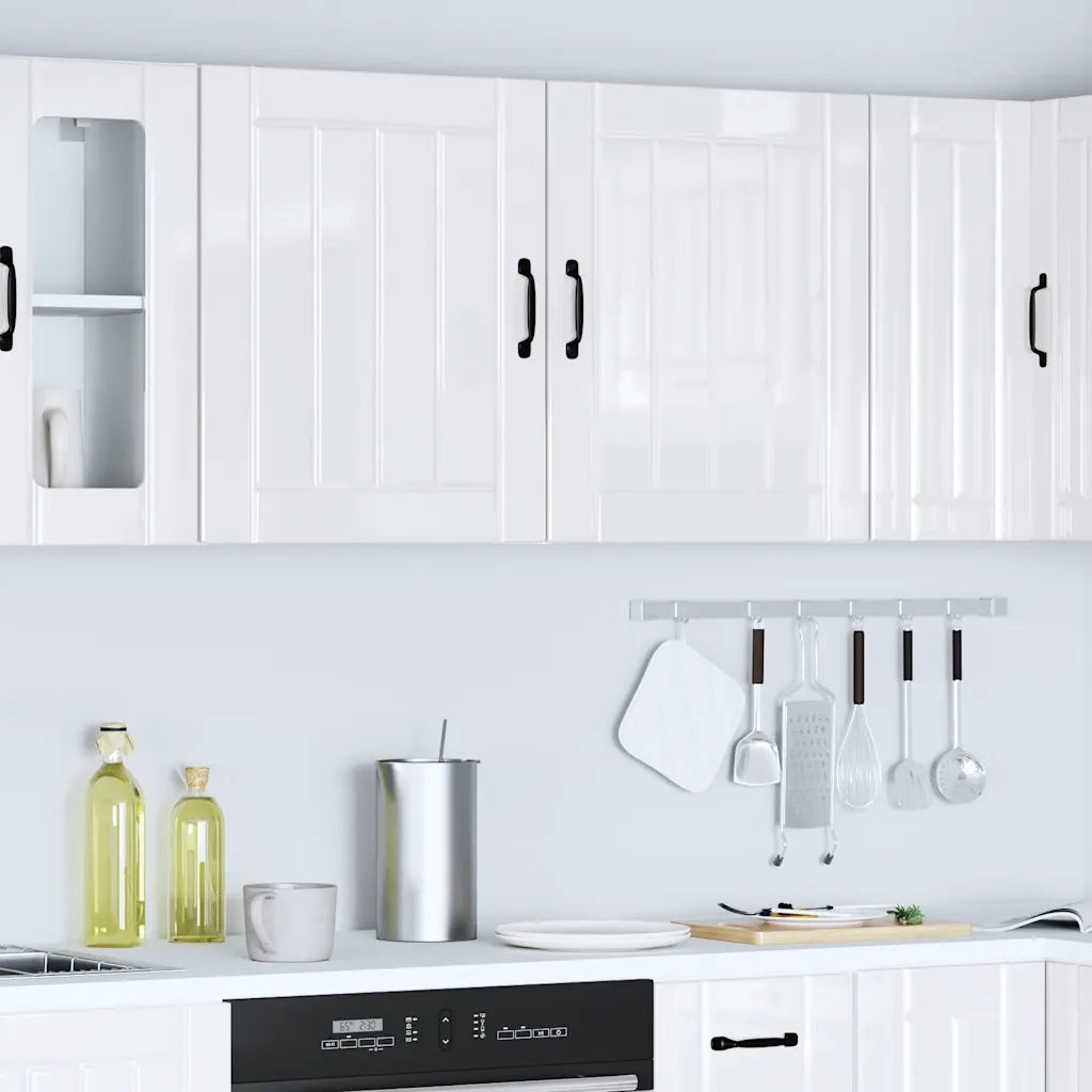 Pensili da cucina 2 pz Lucca in Legno Multistrato Bianco Lucido 853802