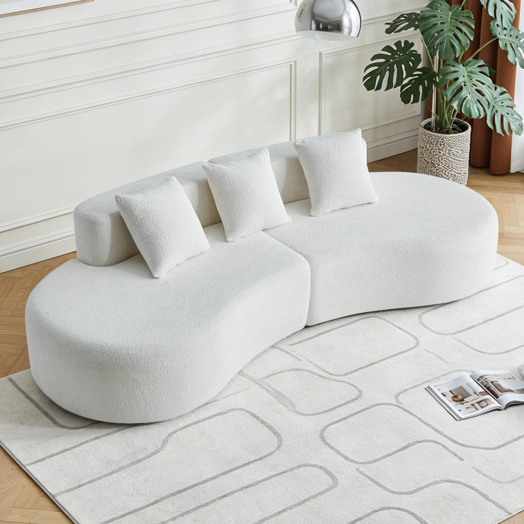 Divano angolare 3 posti 277x103x68 cm modulare in velluto bianco