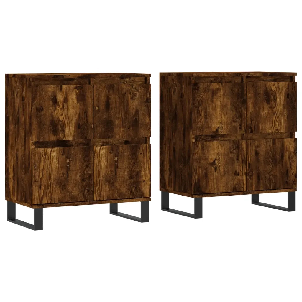Credenze 2 pz Rovere Fumo in Legno Multistrato 3190186