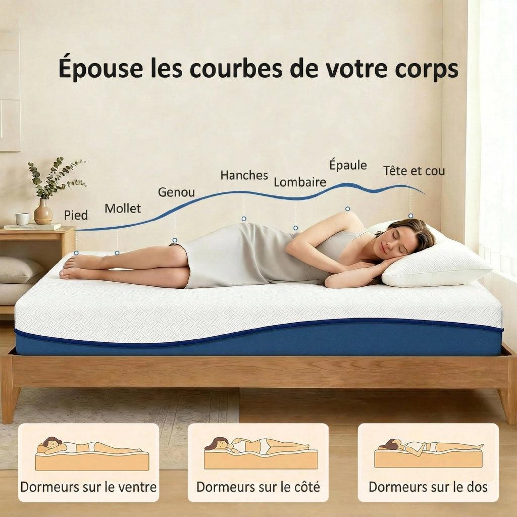Materasso matrimoniale 160x200 cm ¨C Xylo ¨C memory foam t¨¨ verde tessuto lavabile