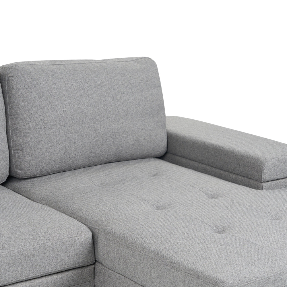 Divano letto angolare Grigio in tessuto imbottito Orientamento a sinistra con letto contenitore