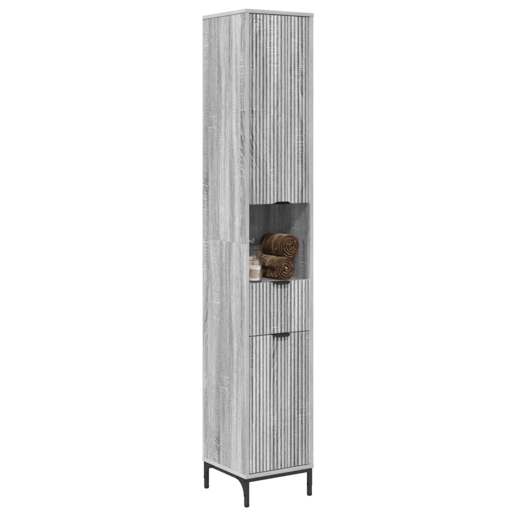 Mobile da Bagno con cassetto Grigio Sonoma 31,5 x 33 x 190 cm 883410
