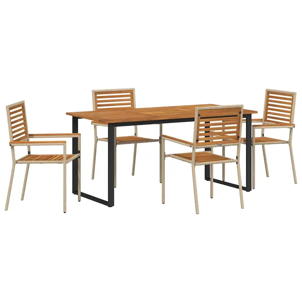 Set da Pranzo per Giardino 5 pcs Beige Legno di Acacia Massello 3365459