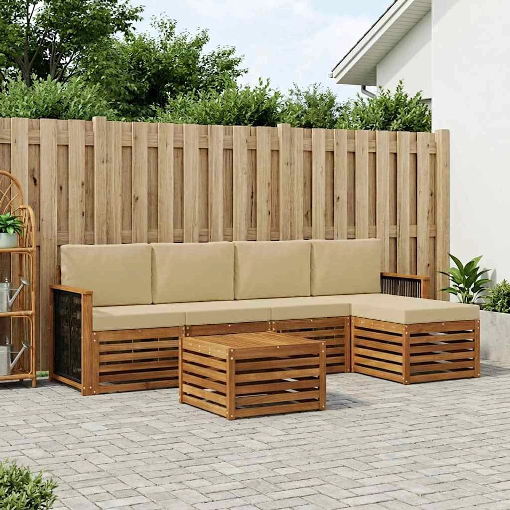 Set di divani da esterno 6 pz Naturale e Beige 3384264