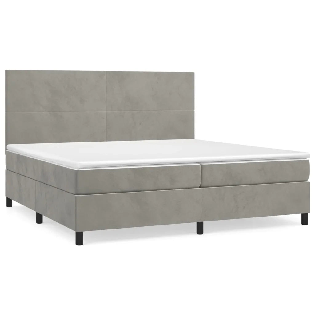 Giroletto a Molle con Materasso Grigio Chiaro 200x200cm Velluto 3142923