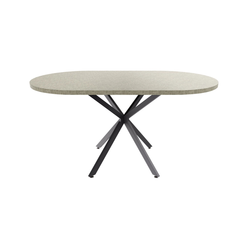 Marui Small - Tavolo da pranzo ovale 150x90 cm in Legno Testurizzato con Piede Centrale in metallo Kiso