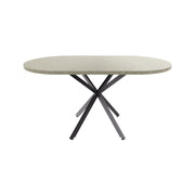 Marui Small - Tavolo da pranzo ovale 150x90 cm in Legno Testurizzato con Piede Centrale in metallo Kiso