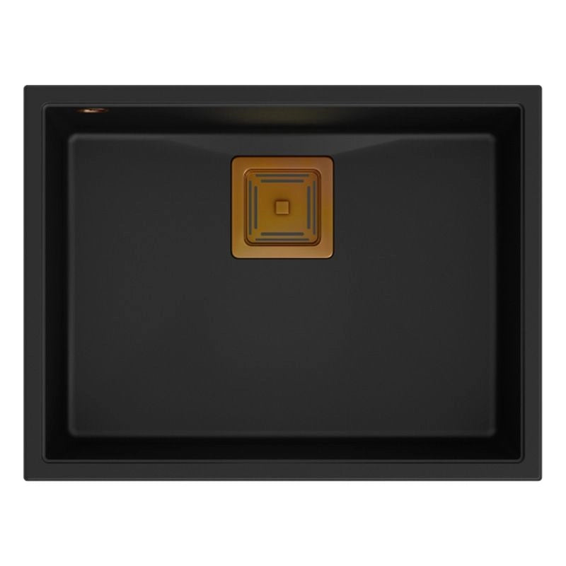 Lavello In Granito David 50 Black Tappo acciaio