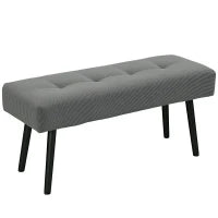 Panca Fondo Letto a Trapunta in Tessuto Effetto Velluto a Coste e Acciaio, 100x36x45 cm, Grigio