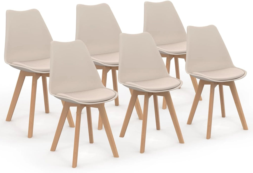 Lote de 6 sillas de comedor escandinavas SARA beige