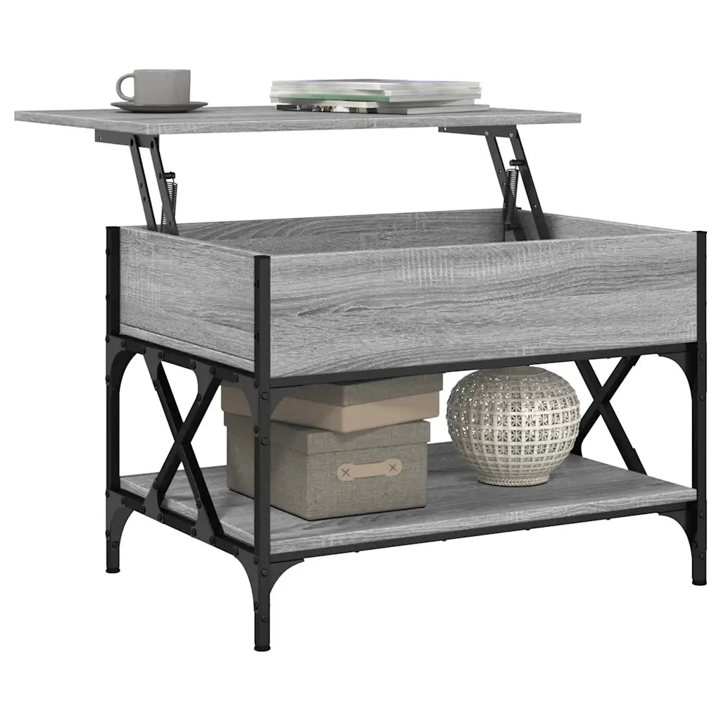 Tavolino Salotto Grigio Sonoma 70x50x50 cm Multistrato Metallo 845354