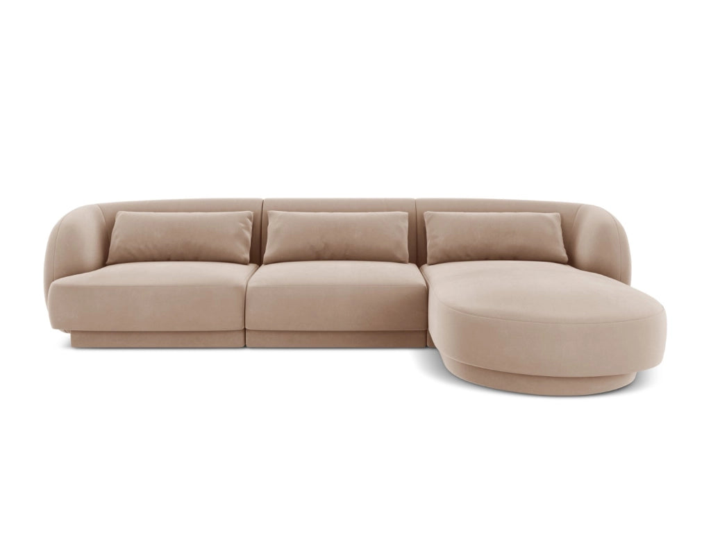 Cosmopolitan Design - Divano angolare destro "Tulum" 4 posti in velluto beige 