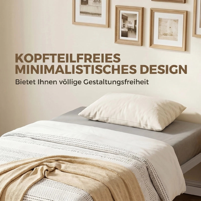 LETTO Singolo 90x200 cm in Metallo Bianco senza testiera con spazio contenitore