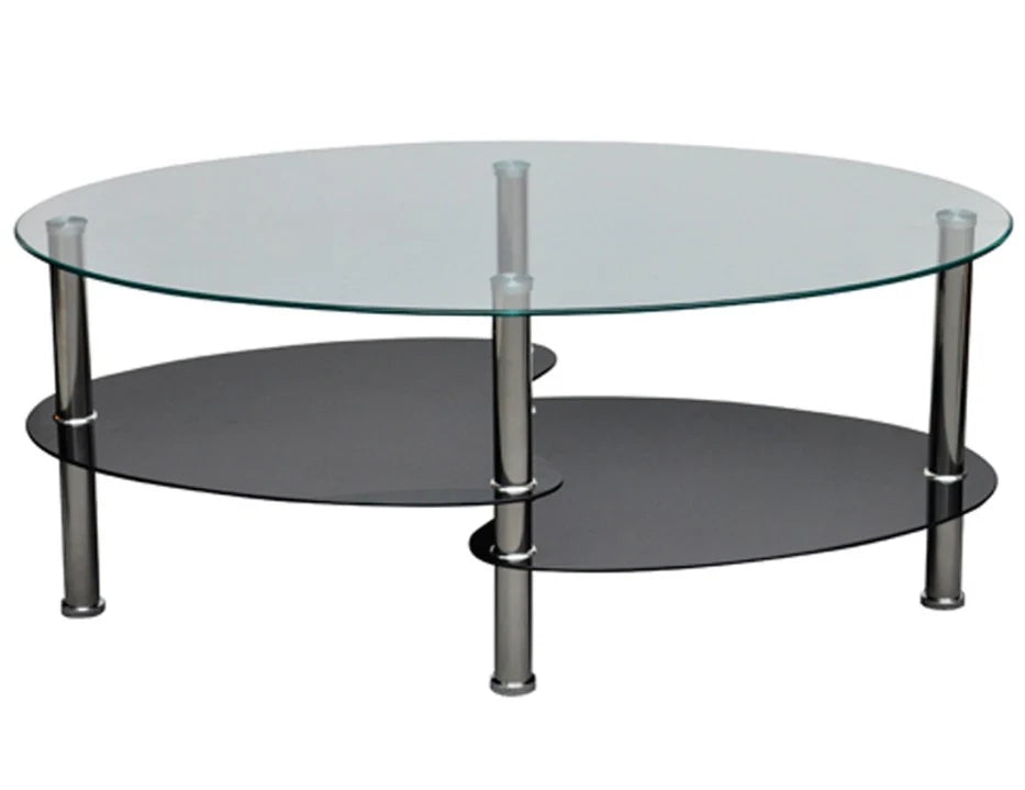 Tavolino da caffè di design in vetro nero per soggiorno/sala da pranzo 90 x 45 cm 0902002