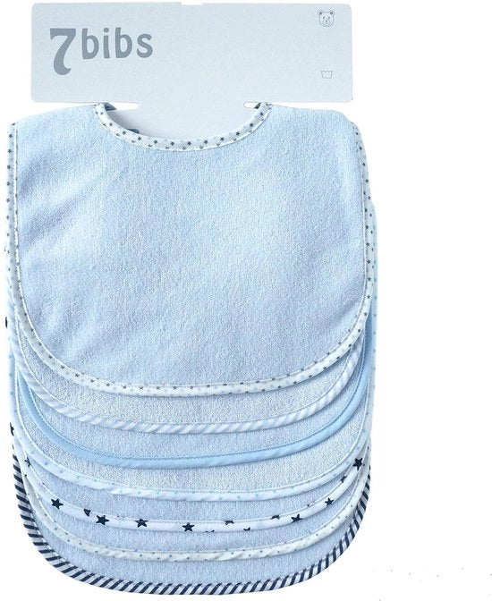 Slabbe di doppia pelle, cotone, morbido, assorbente, 7 pezzi (blu-impermeabile)