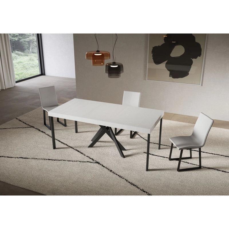 Consolle allungabile 90x40/196 cm Saki Small Premium telaio Antracite - Bianco Frassino