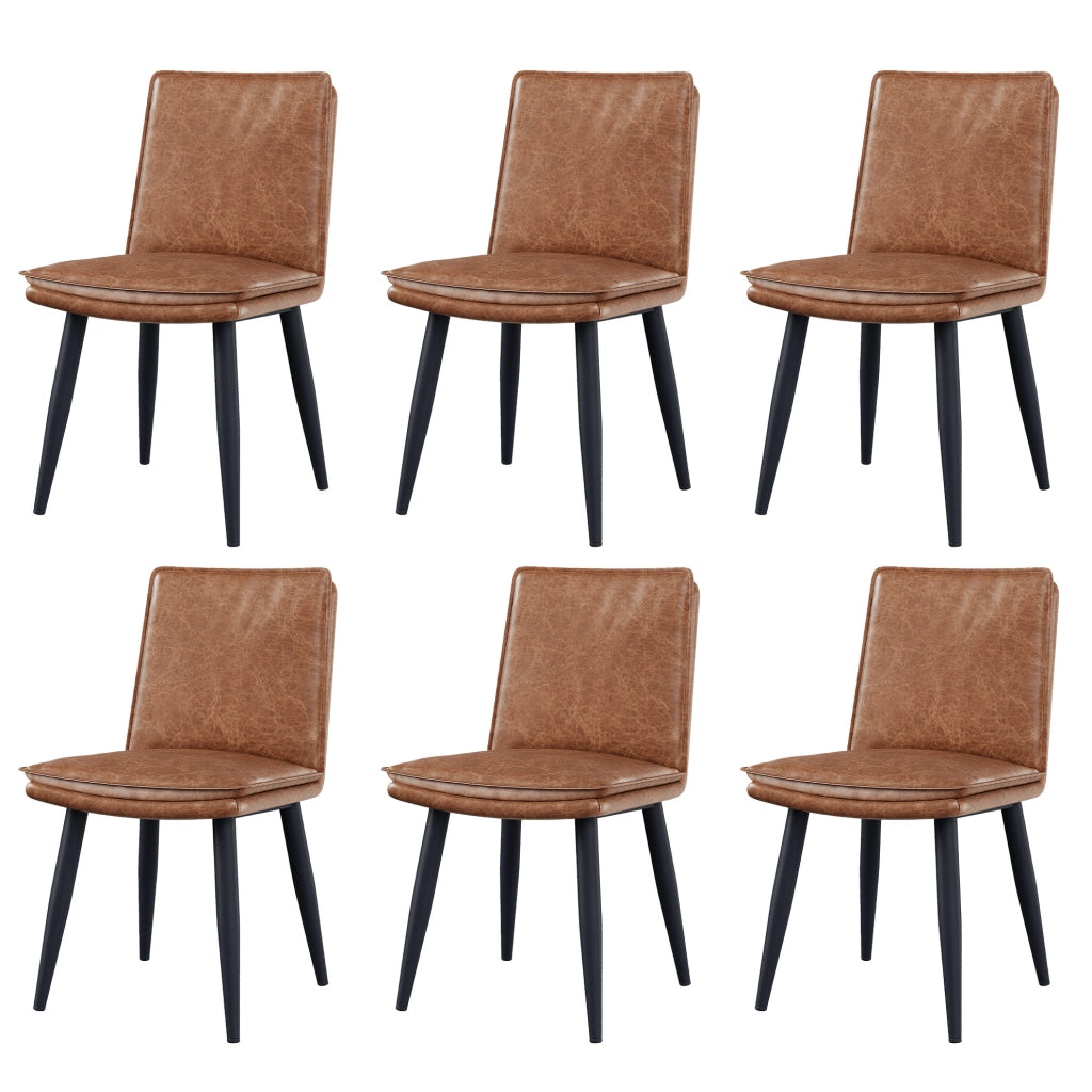 Set di 6 sedie da pranzo 49x57x84 cm con seduta a doppio strato in PU marrone
