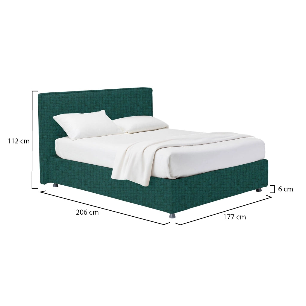 Widnes, Letto Matrimoniale Sfoderabile Made in Italy, Verde Petrolio