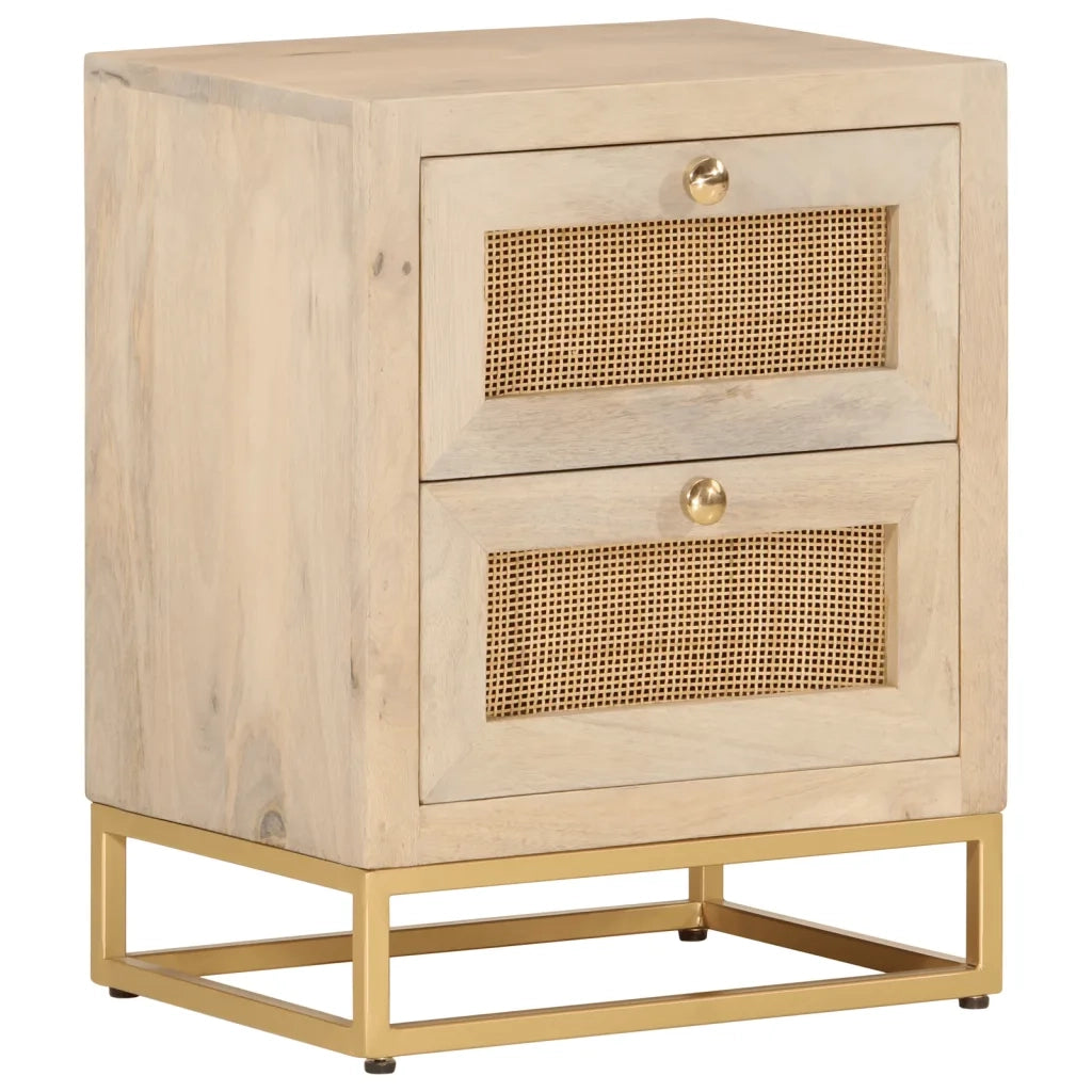 Comodino 40x30x50 cm in Legno Massello di Mango e Ferrocod mxl 115607