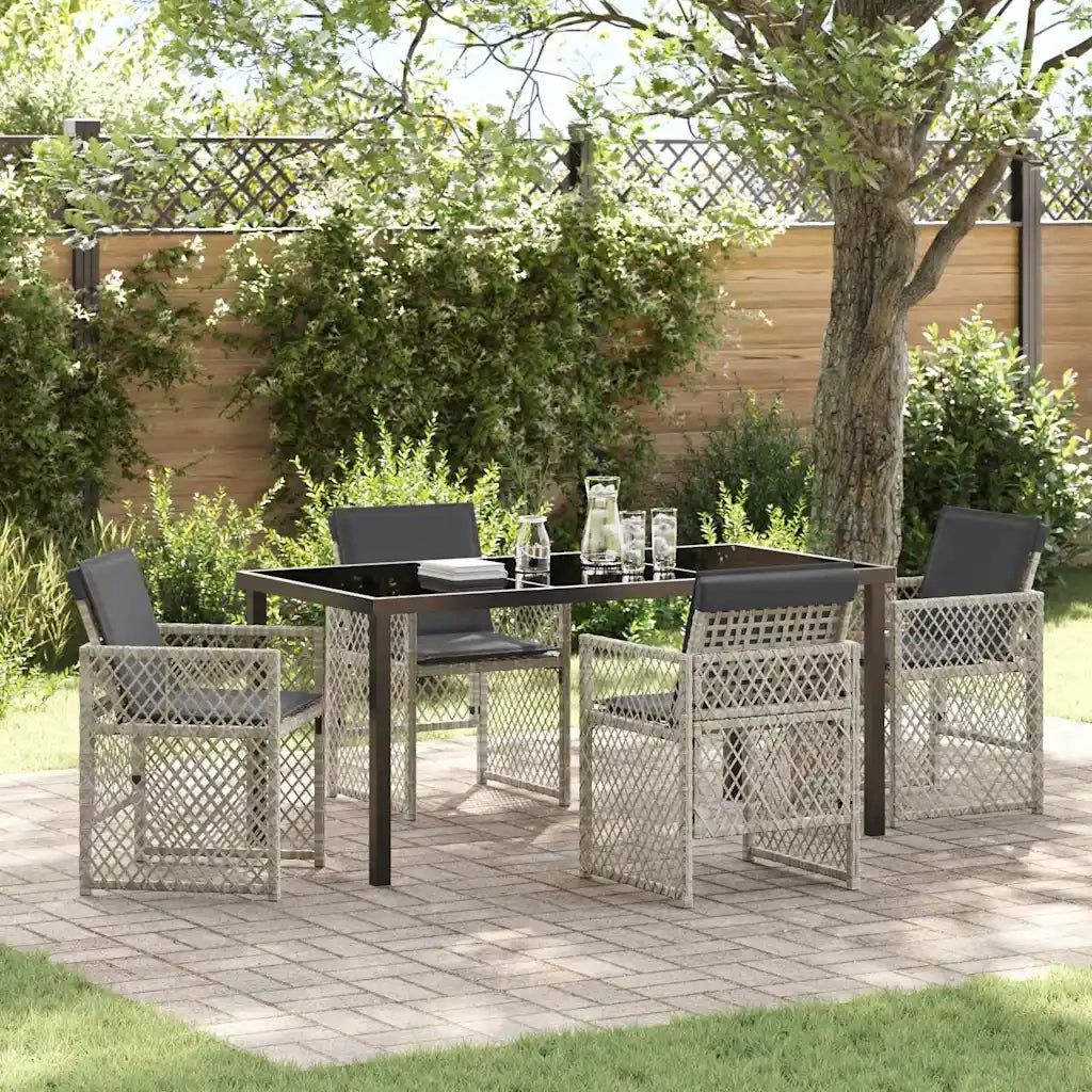 Set da Pranzo per Giardino 5 pcs Grigio chiaro polyrattan