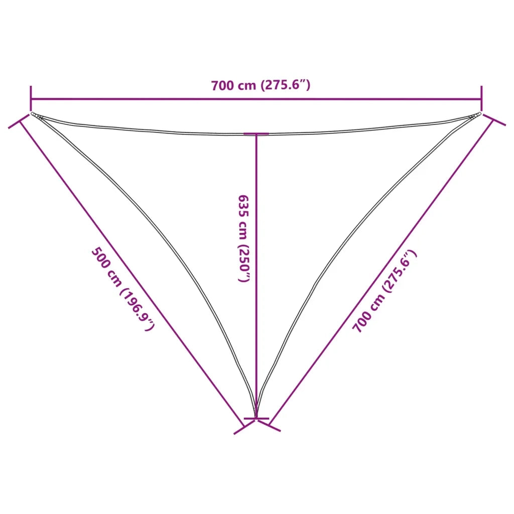 Parasole a Vela in Tessuto Oxford Triangolare 5x7x7m Crema 135237