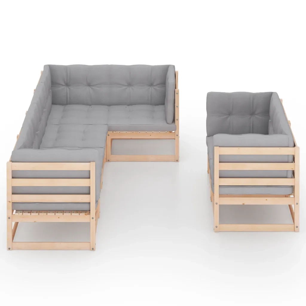 Set Salotto Giardino 7 pz Cuscini Antracite Legno Massello Pino 3076694