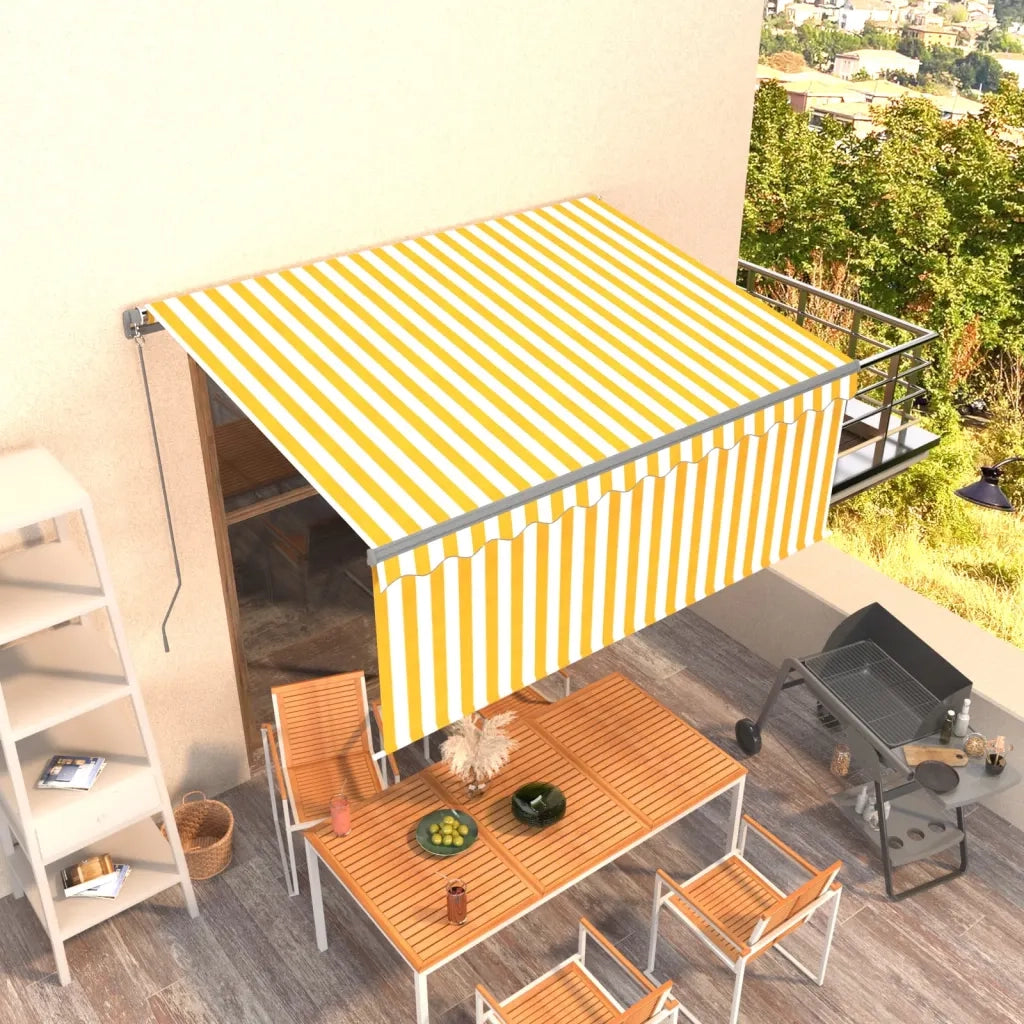 Tenda Sole Retrattile Manuale con Parasole 3x2,5m Gialla Bianca 3069378
