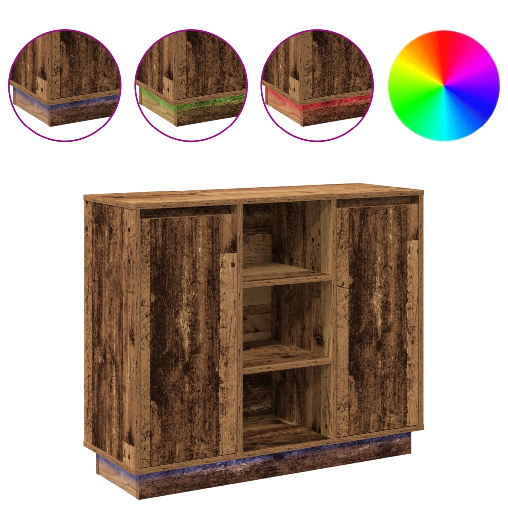 Mobile Sideboard con LED in Legno Vecchio 90x32x75 cm in Legno Ingengnerizzato