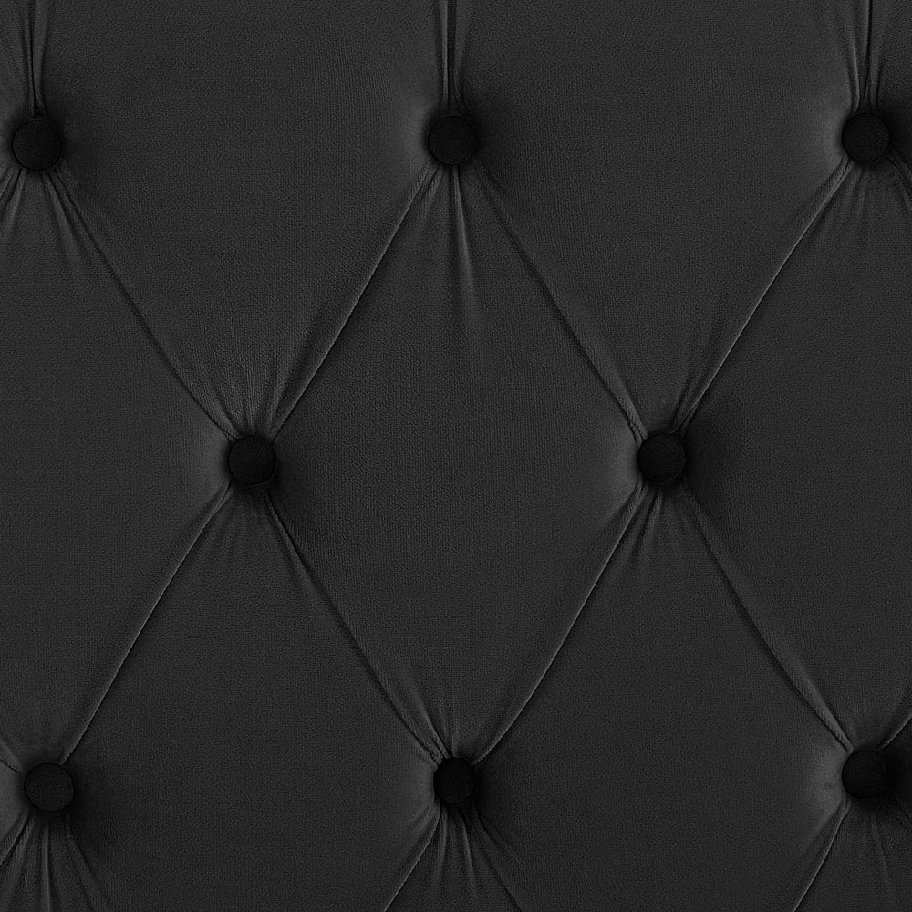 Letto a doghe velluto nero imbottito trapuntato poggiatesta 160 x 200 cm stile glamour elegante