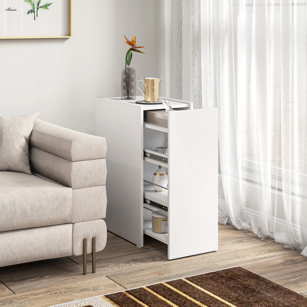 Mobiletto Bagno Stretto con Cassetto e Ruote ¨C Zephmum ¨C Bianco 47x30x66,5 cm