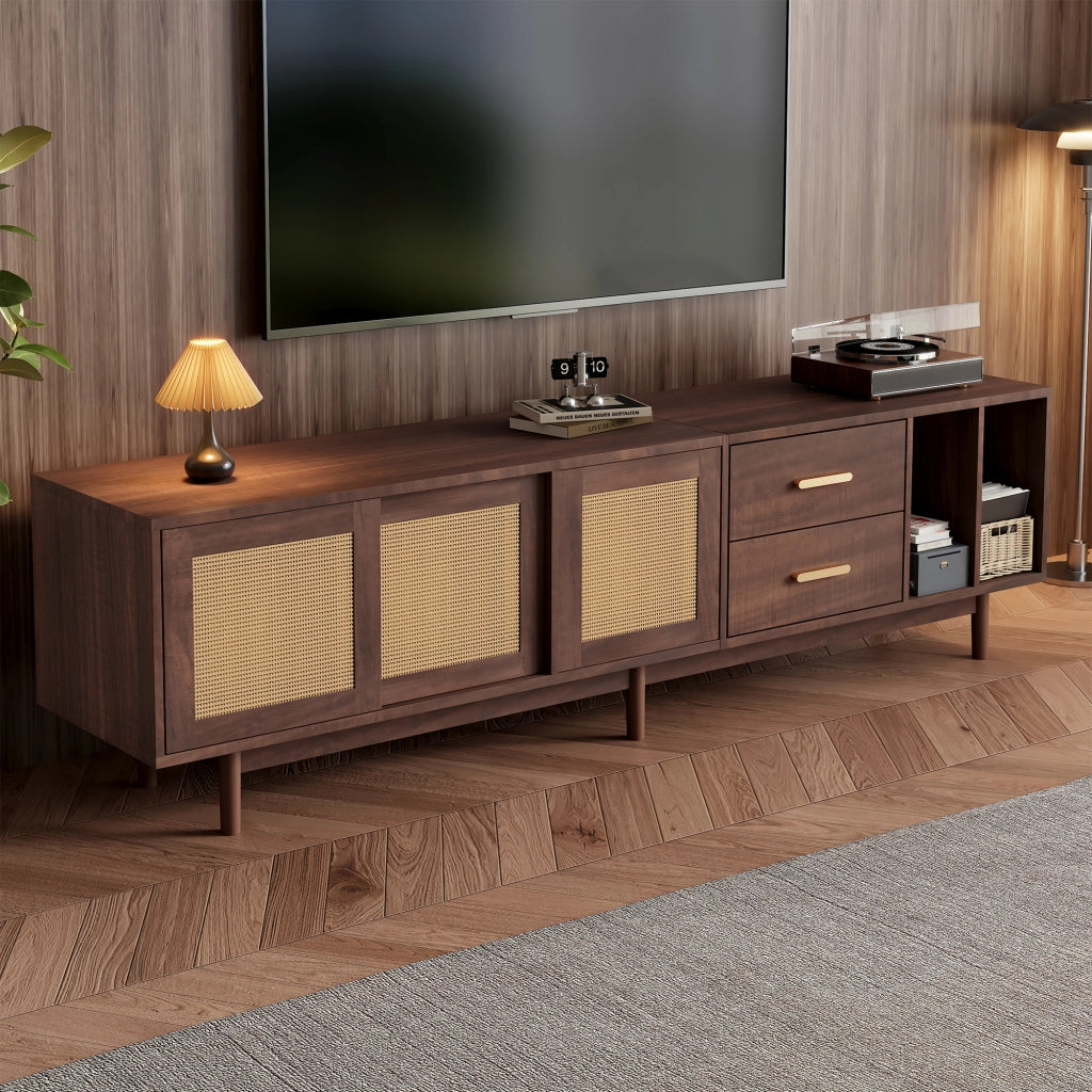 MOBILE TV 190x40x52 cm MDF Marrone con 2 Cassetti e 3 Ante