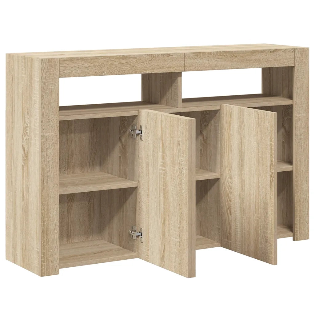 Credenza | Madia | Buffet da pranzo | Armadio da pranzo con Luci LED Rovere Sonoma 115,5x30x75 cm