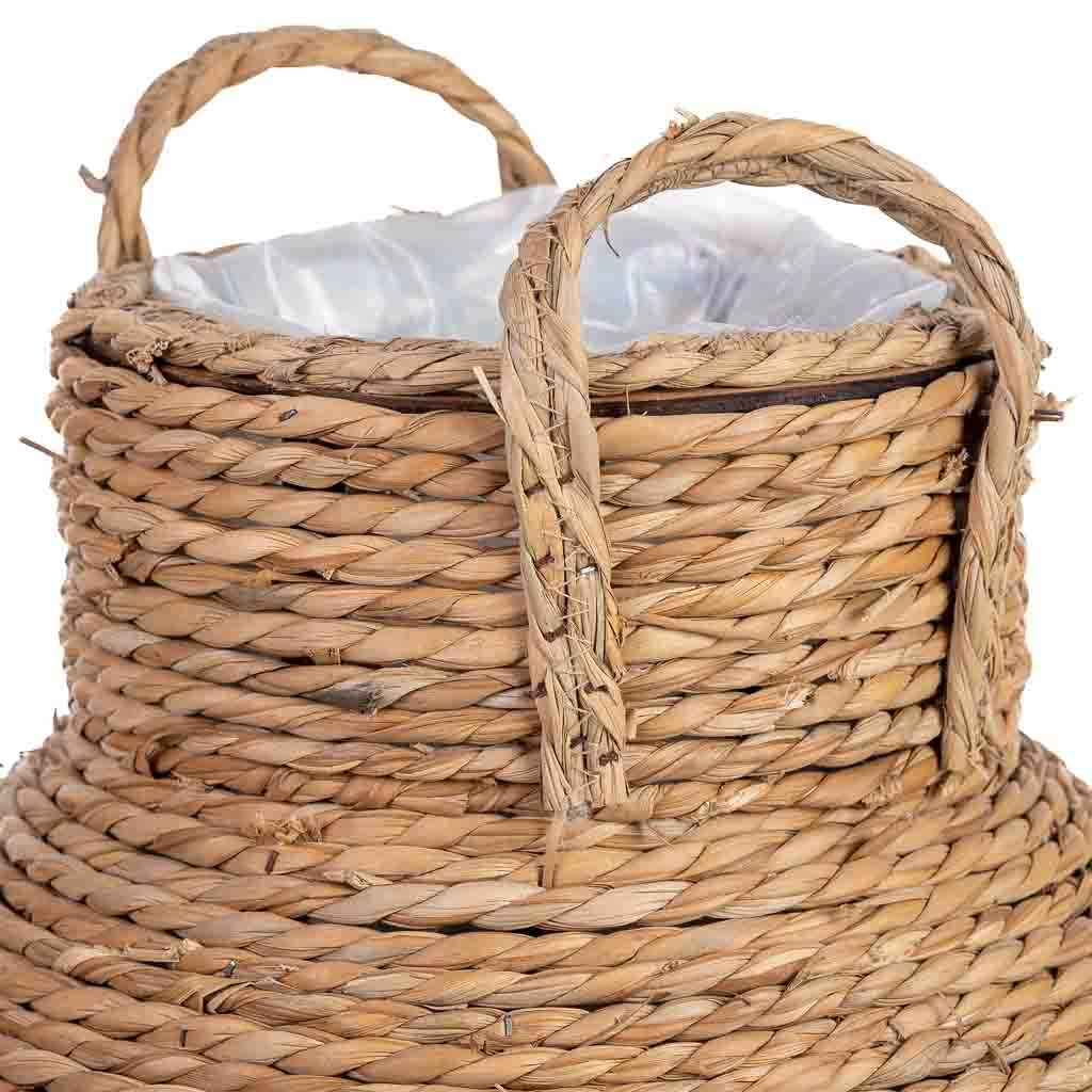 Vaso decorativo in corda con manici cm 20x20x33h