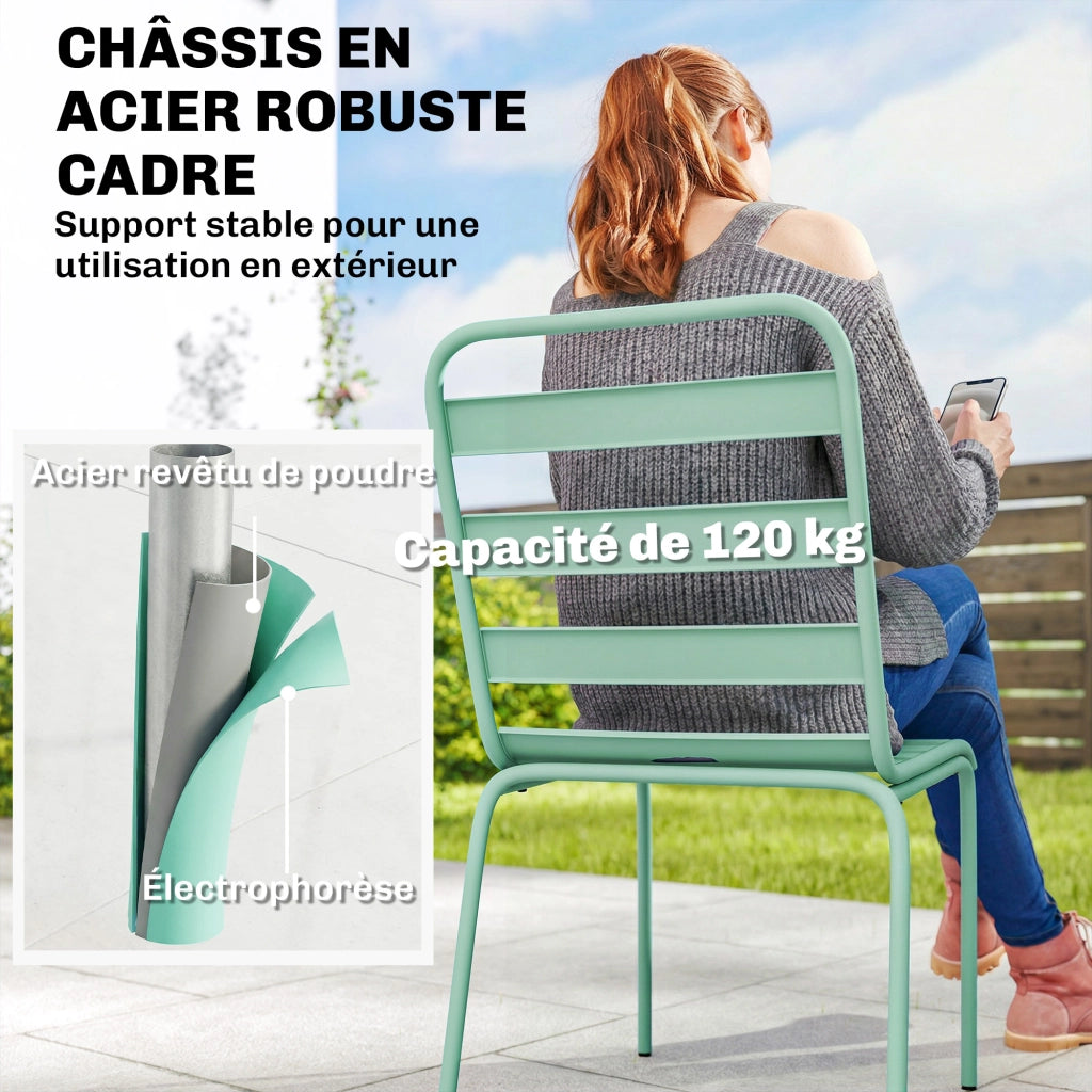 Sedia da giardino impilabile ¨C zephmum ¨C verde, metallo, lotto 2 pezzi