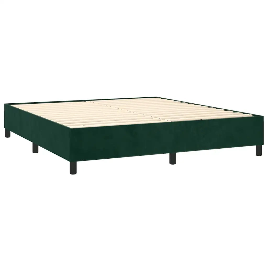 Letto a Molle con Materasso e LED Verde Scuro 180x200cm Velluto 3136320