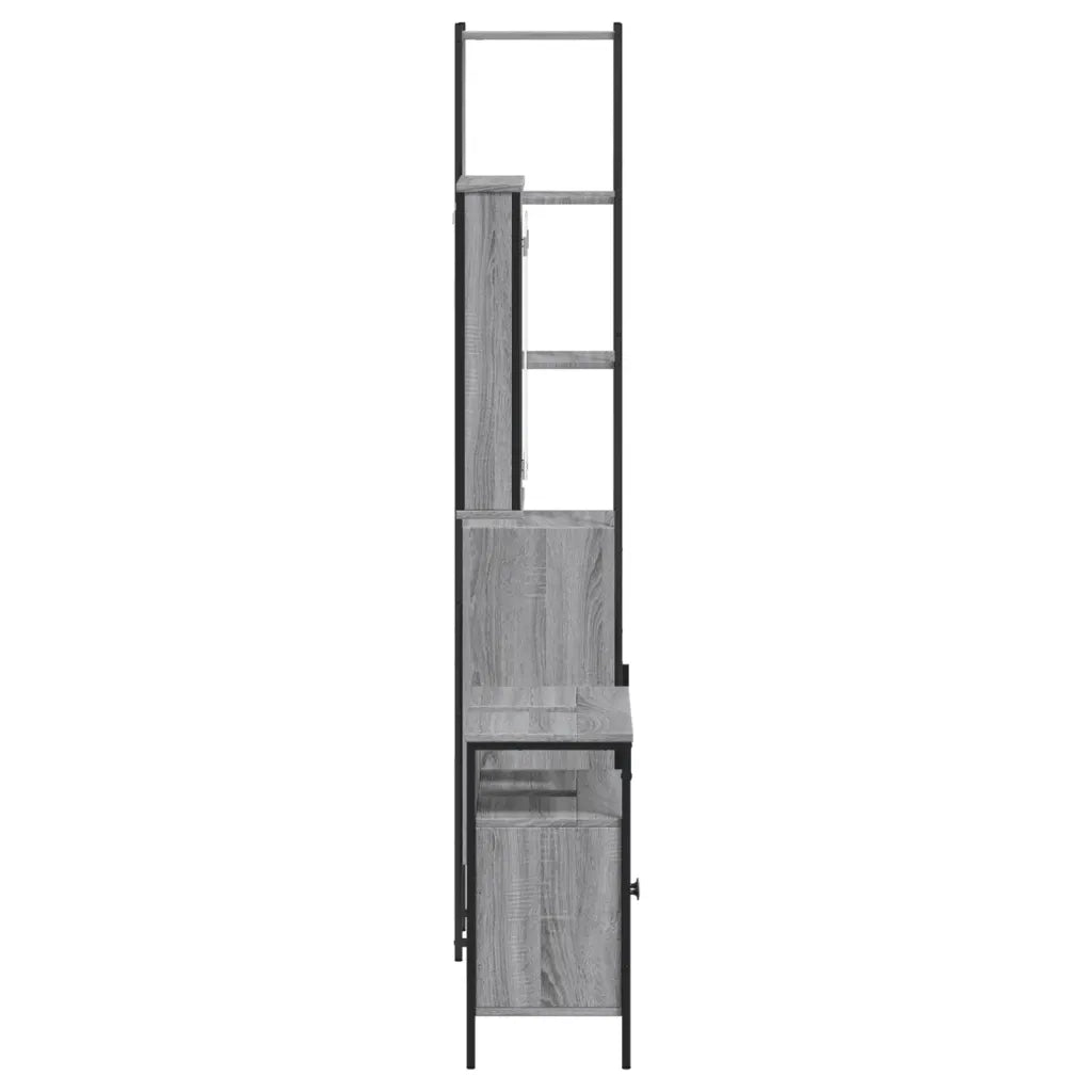 Set Mobili da Bagno | Armadio da bagno 3 pz Grigio Sonoma in Legno Multistrato