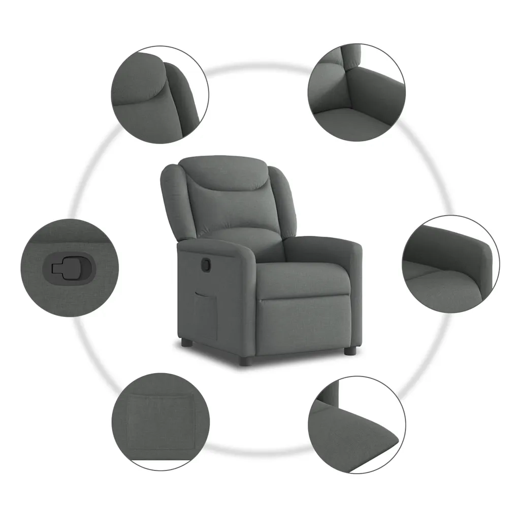 Divano Sedia-Poltrona Reclinabile in Tessuto Grigio Scuro 860174