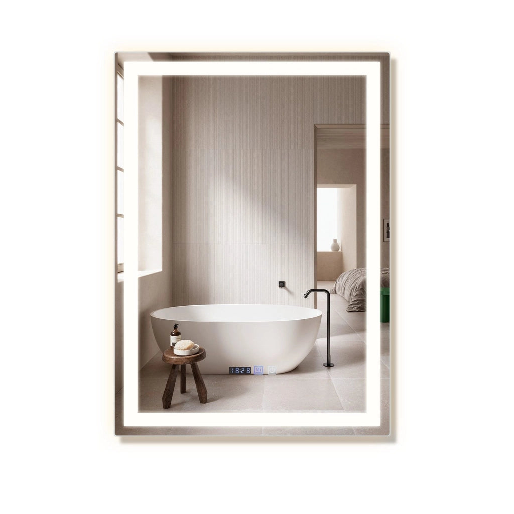 ZMH Specchio da bagno con illuminazione a LED Bagno con funzione touch Specchio da parete bianco