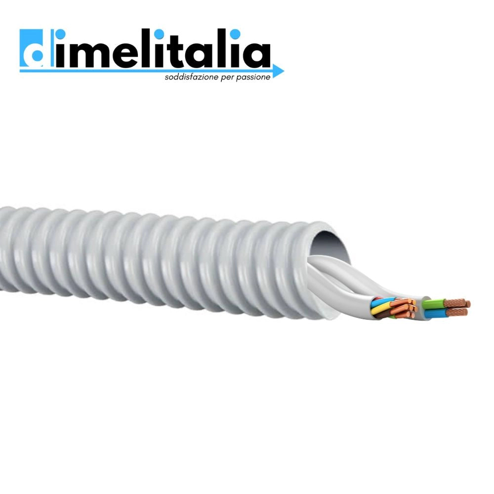 Tubo guaina spiralata grigia flessibile in pvc 10 metri per cavi elettrici *** diametro 32 millimetri, confezione 1