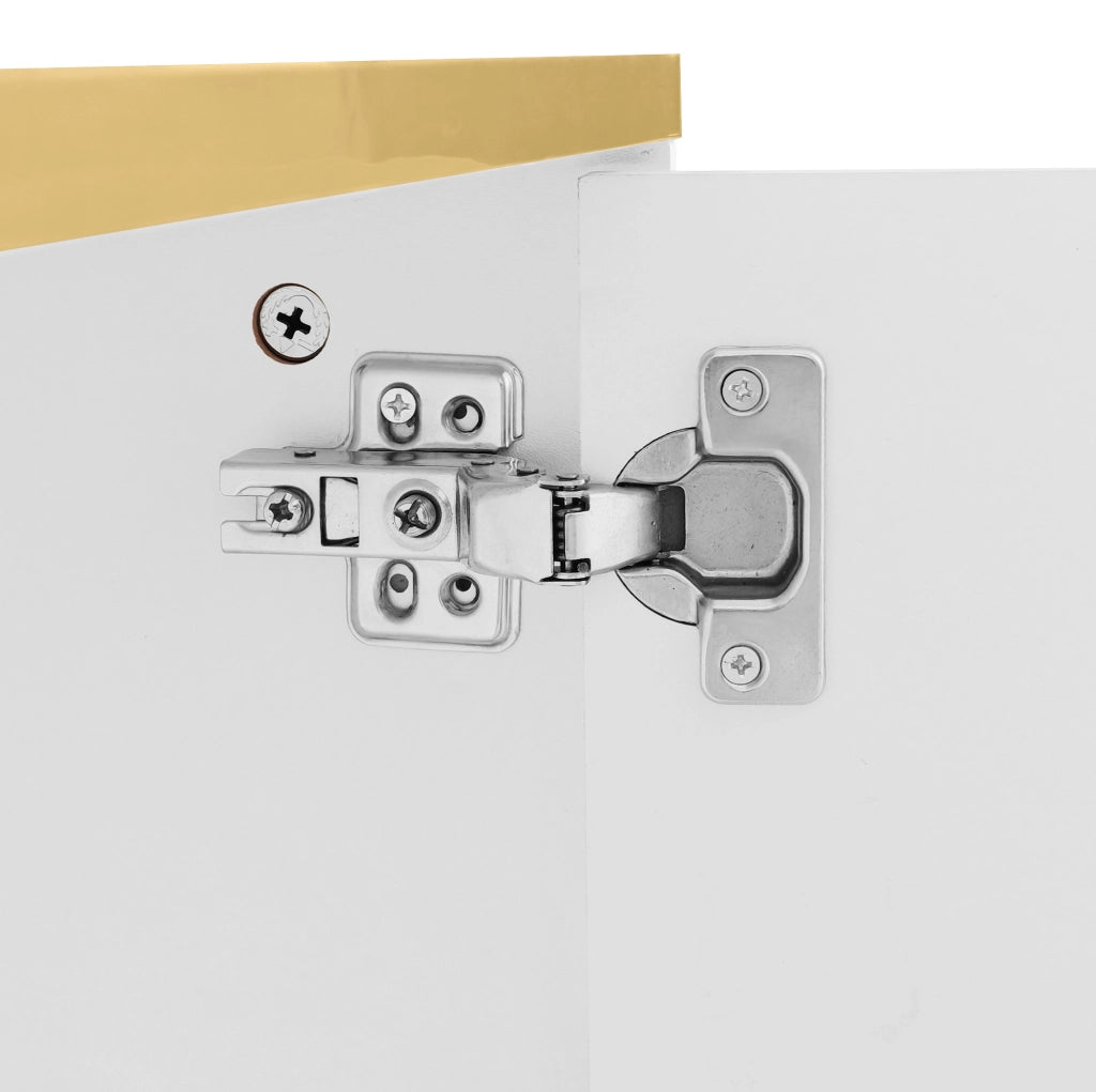 Mobile TV moderno bianco e oro con 2 cassetti e vani contenitore, 170 cm