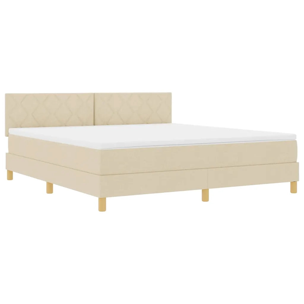 Letto a molle con cuscino Crema 180 x 200 cm Tessuto 3339019