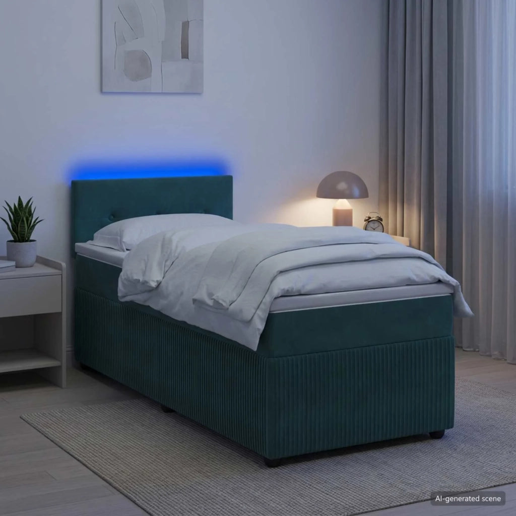 Letto box spring con materasso Verde Scuro 100 x 200 cm Velluto 3453086