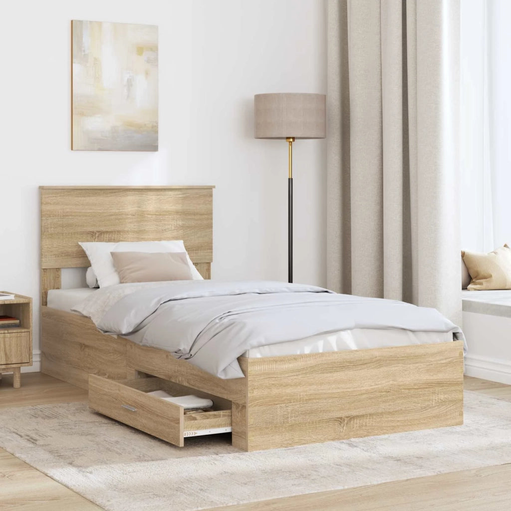 Struttura del letto Rovere Sonoma 90 x 200 cm Legno multistrato